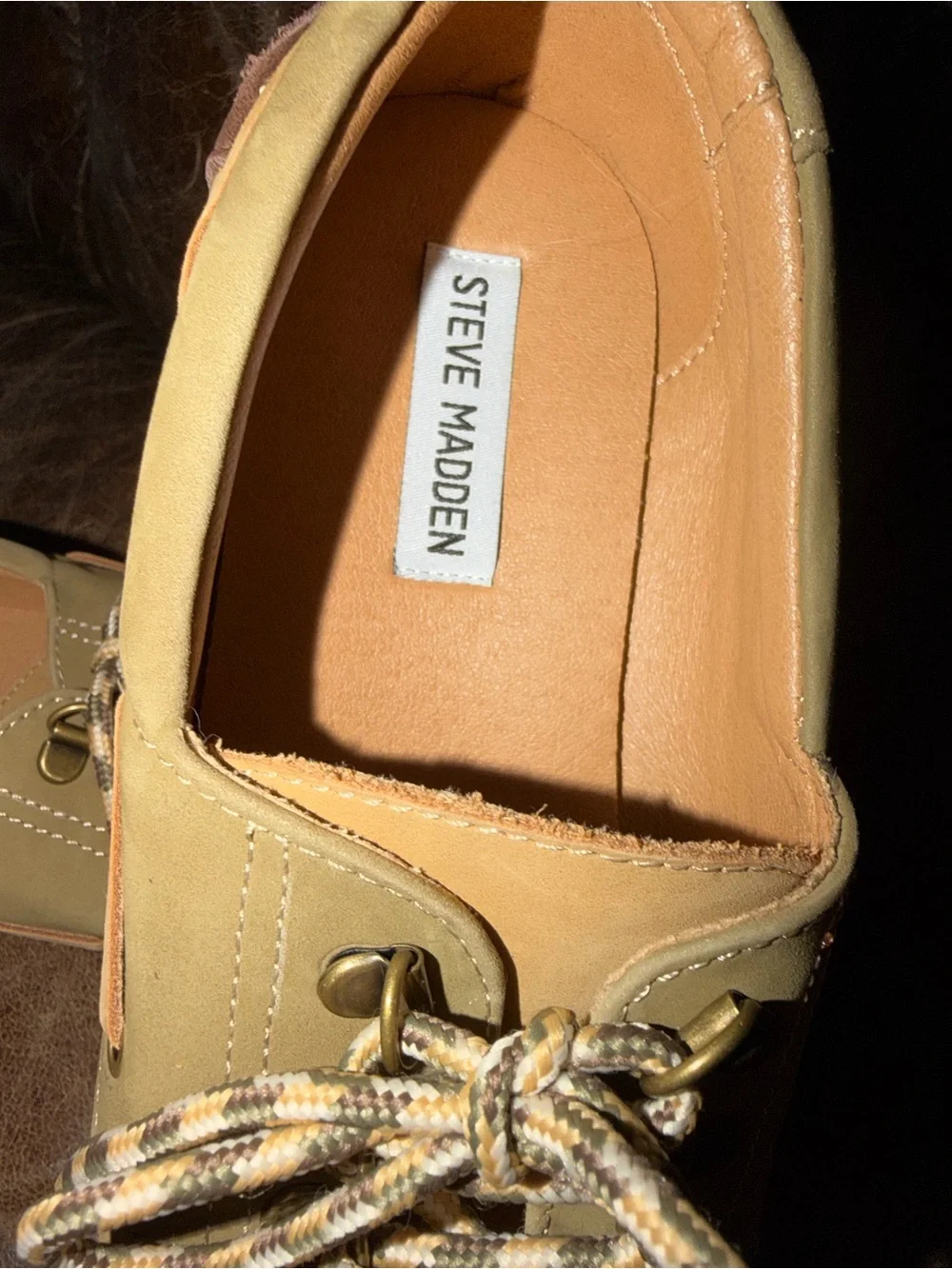 Steve Madden women’s Platform Boat Shoes in Tan and Brown